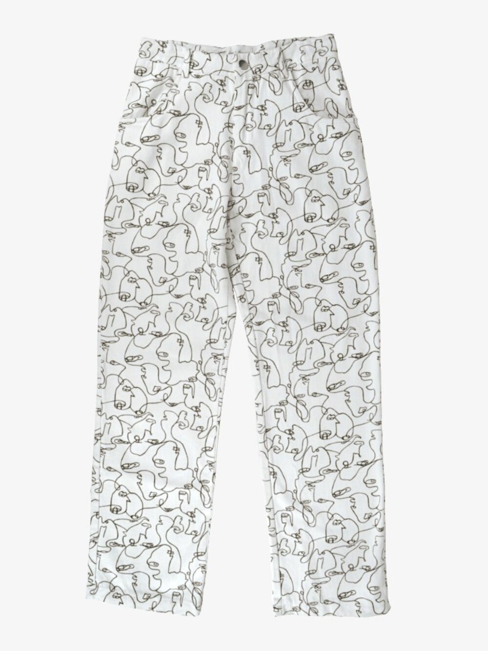 Love + Harmony Abstract Faces Pants, Straight Leg, S